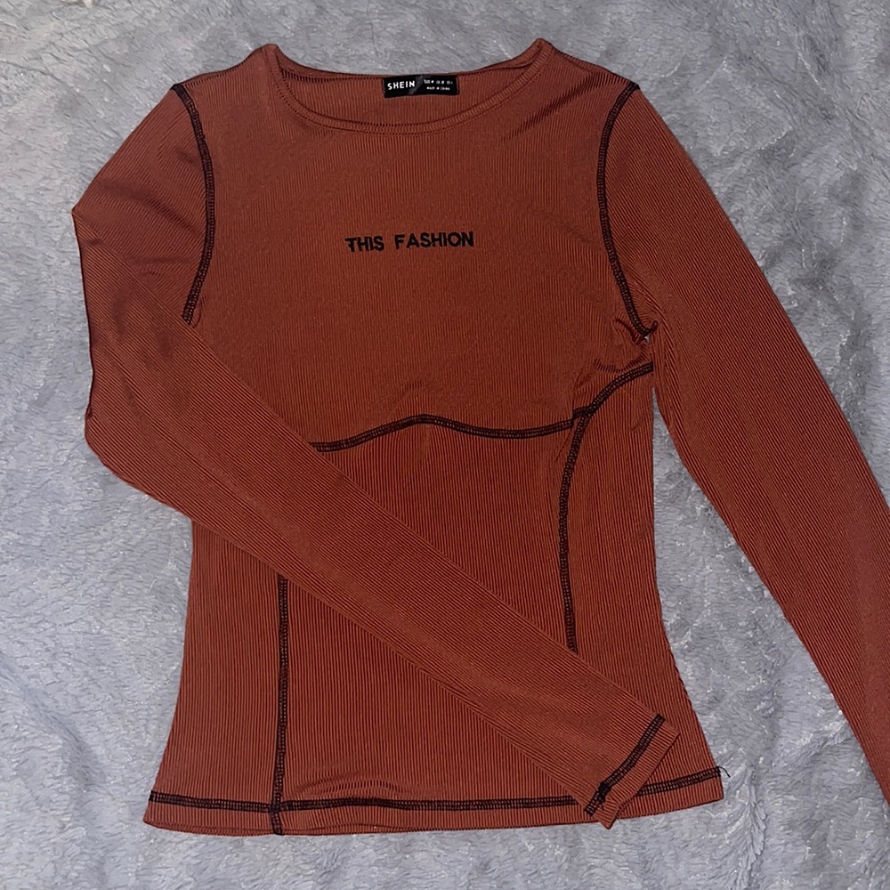 TIGHT FIT, BURNT ORANGE SHIRT!!